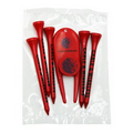 Golf Tee Poly Packet with 5 Tees, 1 Ball Marker & 1 Divot Tool